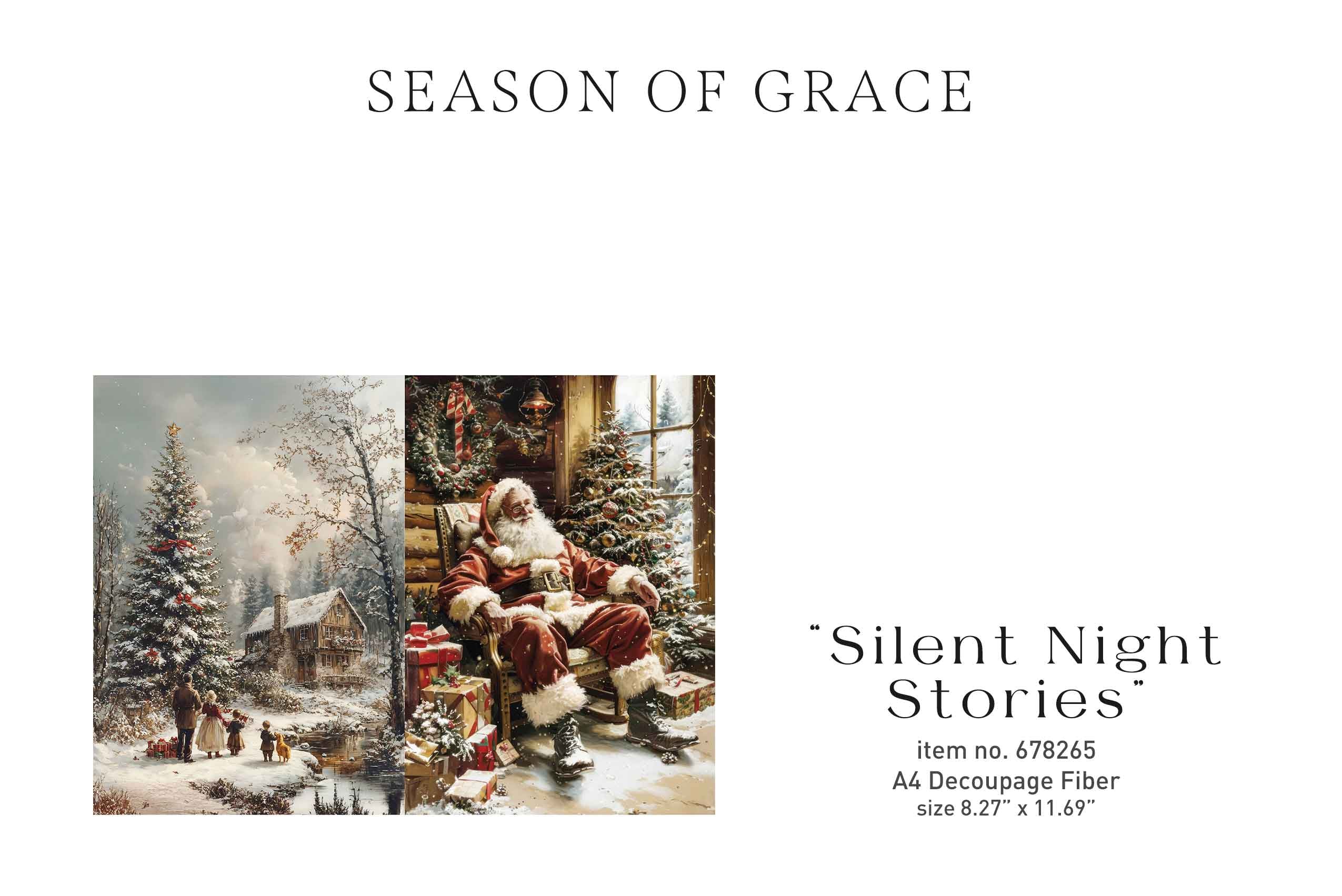 Product packaging for 'Silent Night Stories' with Christmas-themed images and text.