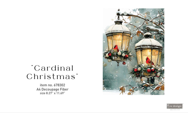 ReDesign with Prima CARDINAL CHRISTMAS A4 Decoupage Fiber #678302