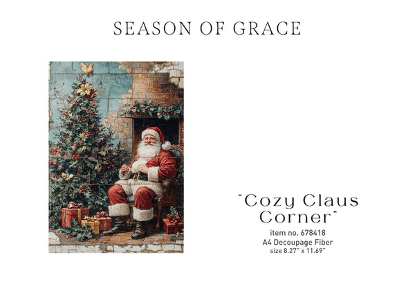 Christmas-themed decoupage fiber items with Santa Claus on a white background.