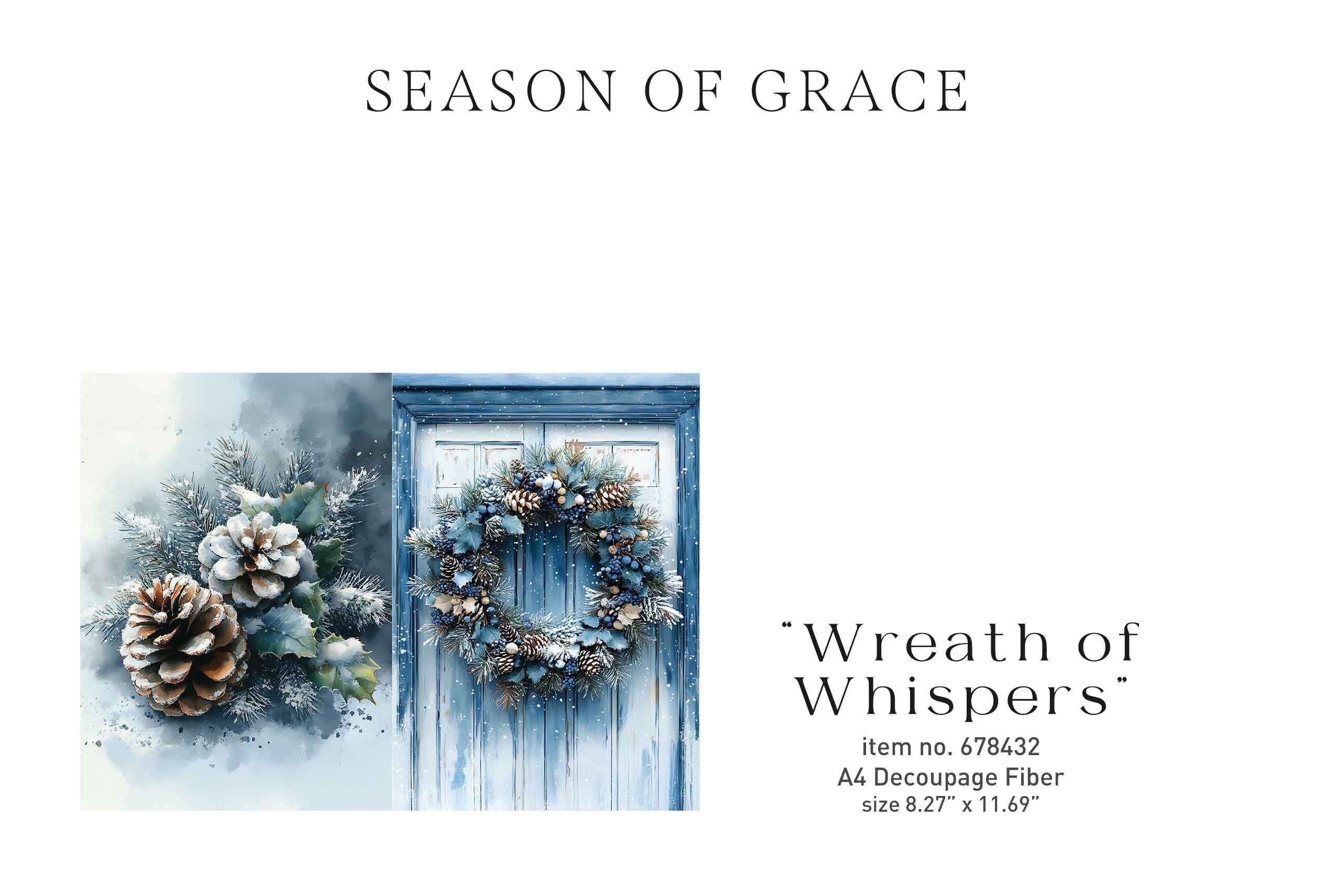 'Wreath of Whispers' with decorative elements on a white background.