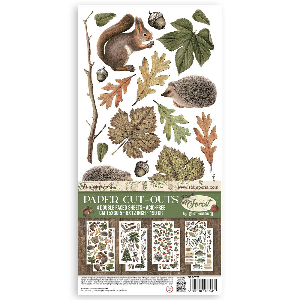 Stamperia FOREST Paper Cut Outs Double Face 4 sheets #SBBCT02