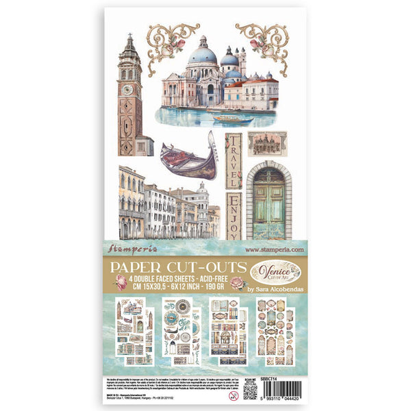 Stamperia VENICE CITY OF ART Paper Cut Outs Double Face 4 sheets #SBBCT14