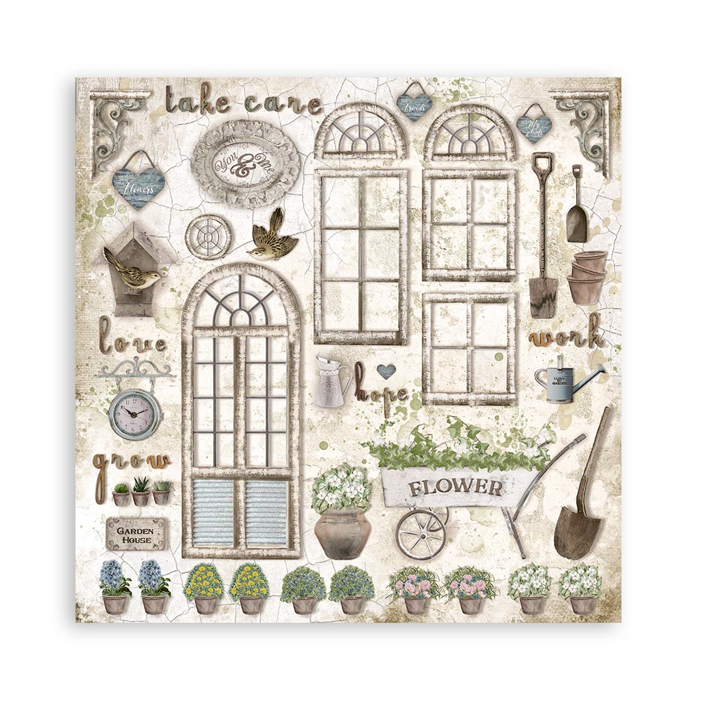 Stamperia GARDEN HOUSE 12x12 Double Faced Paper 10 Sheets + Bonus #SBBL102