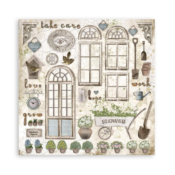 Stamperia GARDEN HOUSE 12x12 Double Faced Paper 10 Sheets + Bonus #SBBL102