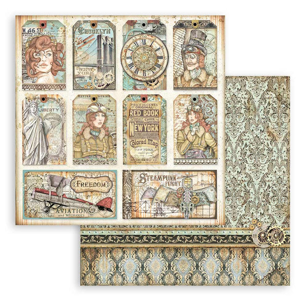 Stamperia SIR VAGABOND AVIATOR 12X12 Double Faced Paper 10 Sheets + Bonus #SBBL112