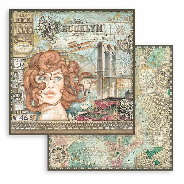 Stamperia SIR VAGABOND AVIATOR 12X12 Double Faced Paper 10 Sheets + Bonus #SBBL112