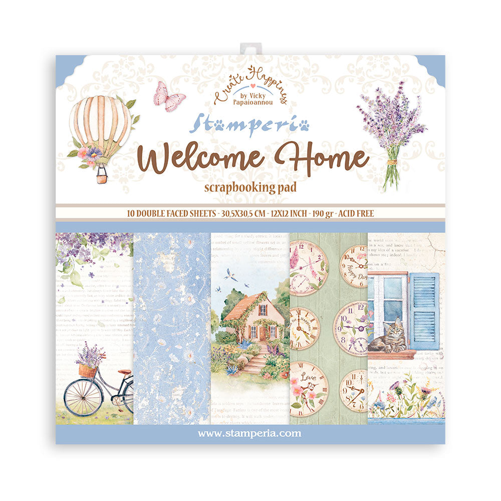 Stamperia Create Happiness WELCOME HOME 12X12 Double Faced Paper 10 Sheets + Bonus #SBBL129
