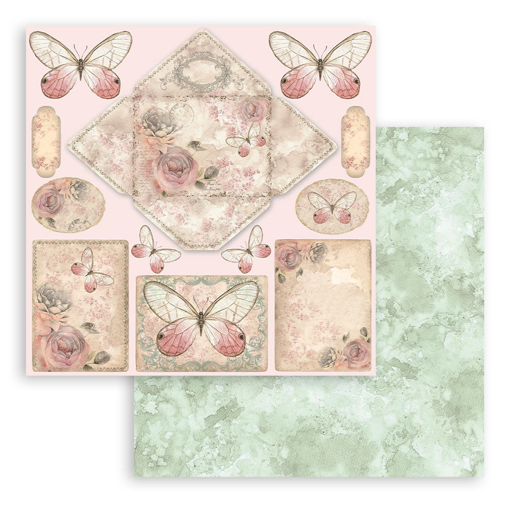 Stamperia SHABBY ROSE 12x12 Double Faced Scrapbook Paper 10 PCS + Bonus SBBL12