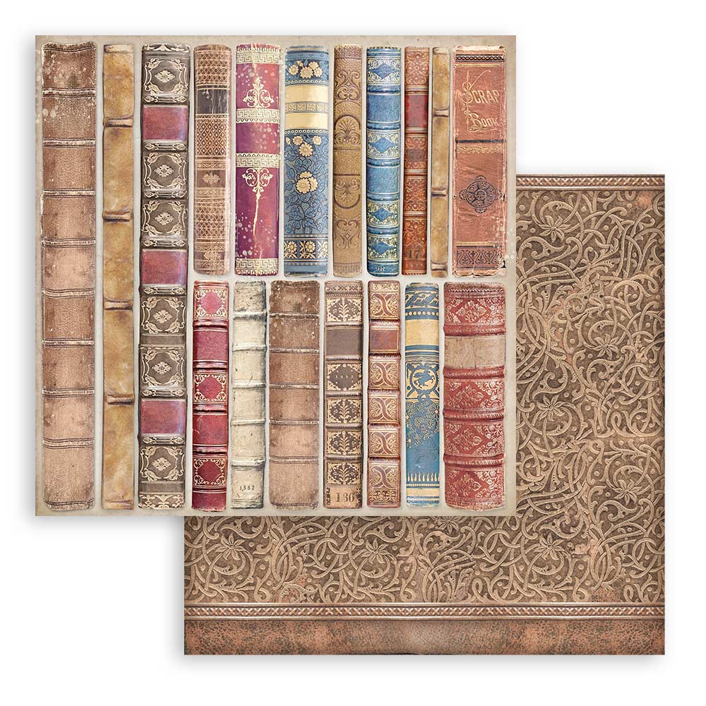 Stamperia VINTAGE LIBRARY Maxi BACKGROUNDS 12X12 Paper 10 Sheets + Bonus pages #SBBL133