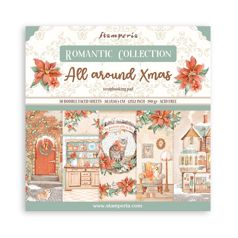 Stamperia ALL Around CHRISTMAS 12x12 Double Faced Scrapbook Paper 10 PCS+Bonus #SBBL140