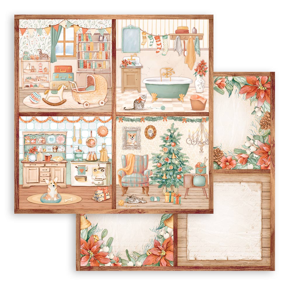 Stamperia ALL Around CHRISTMAS 12x12 Double Faced Scrapbook Paper 10 PCS+Bonus #SBBL140