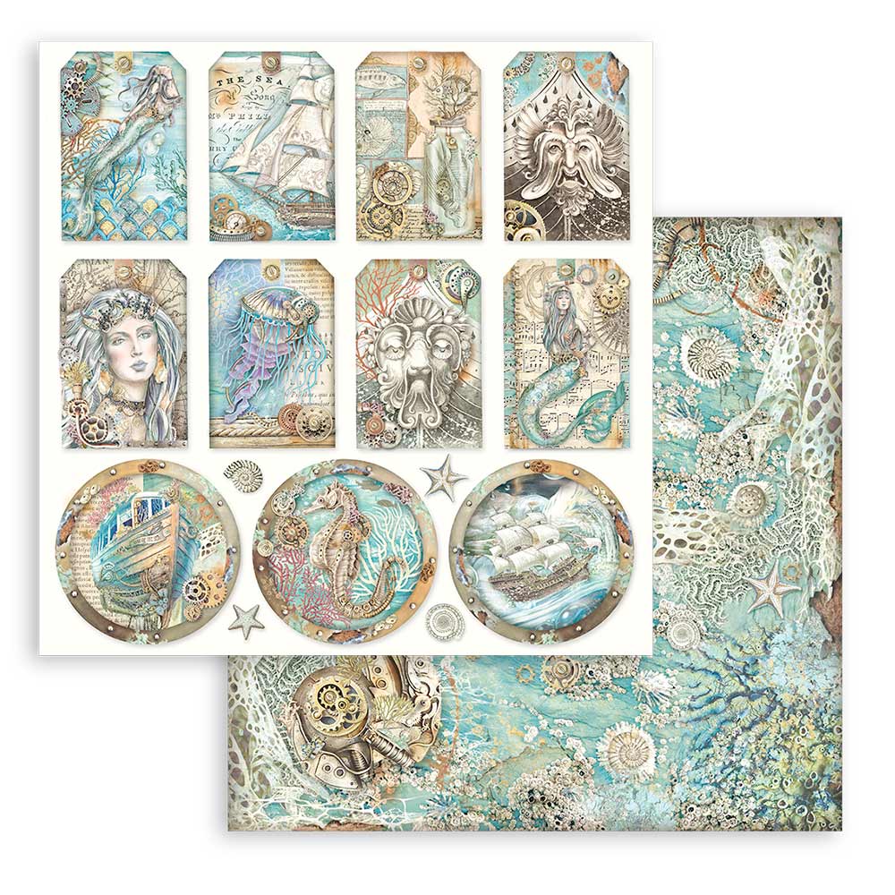 Stamperia SONGS of the SEA 12x12 Double Faced Paper 10 PCS+Bonus #SBBL141