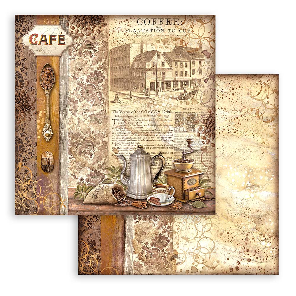 Stamperia COFFEE and CHOCOLATE 12x12 Double Faced Scrapbook Paper 10 PCS+Bonus #SBBL144