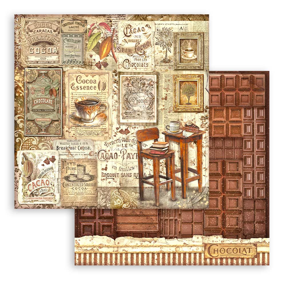 Stamperia COFFEE and CHOCOLATE 12x12 Double Faced Scrapbook Paper 10 PCS+Bonus #SBBL144