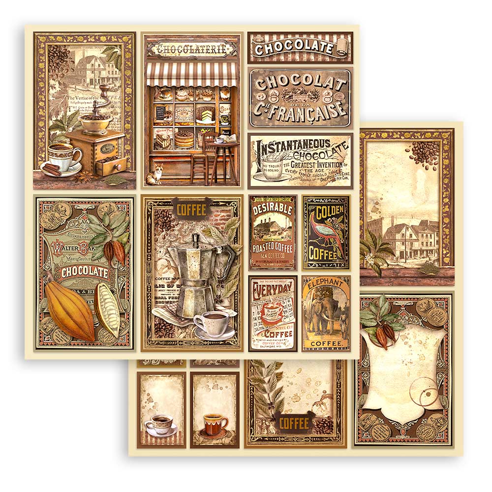 Stamperia COFFEE and CHOCOLATE 12x12 Double Faced Scrapbook Paper 10 PCS+Bonus #SBBL144