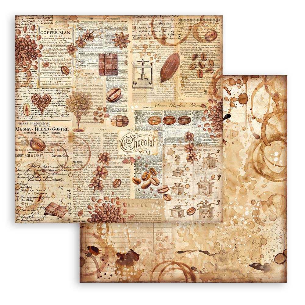 Stamperia COFFEE and CHOCOLATE Maxi Backgrounds 12x12 Double Faced Scrapbook Paper 10 PCS+Bonus #SBBL145