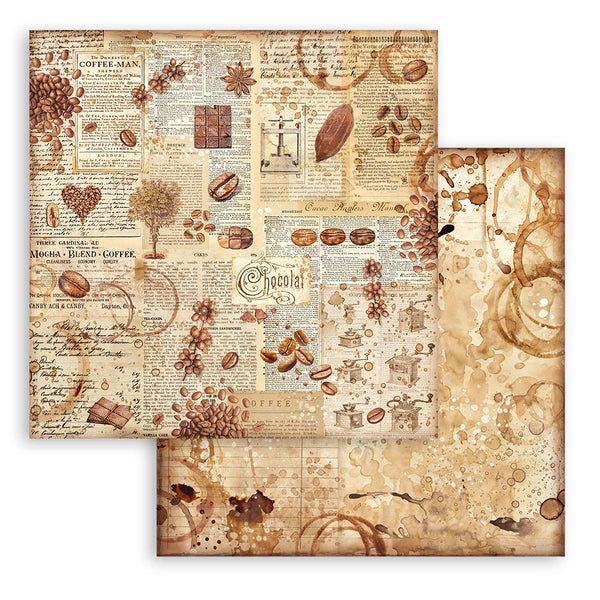 Stamperia COFFEE and CHOCOLATE Maxi Backgrounds 12x12 Double Faced Scrapbook Paper 10 PCS+Bonus #SBBL145