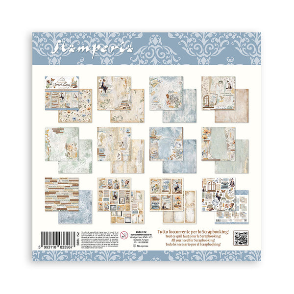 Stamperia Create Happiness SECRET DIARY 12x12 Doublesided Paper 10 PCS + Bonus #SBBL152