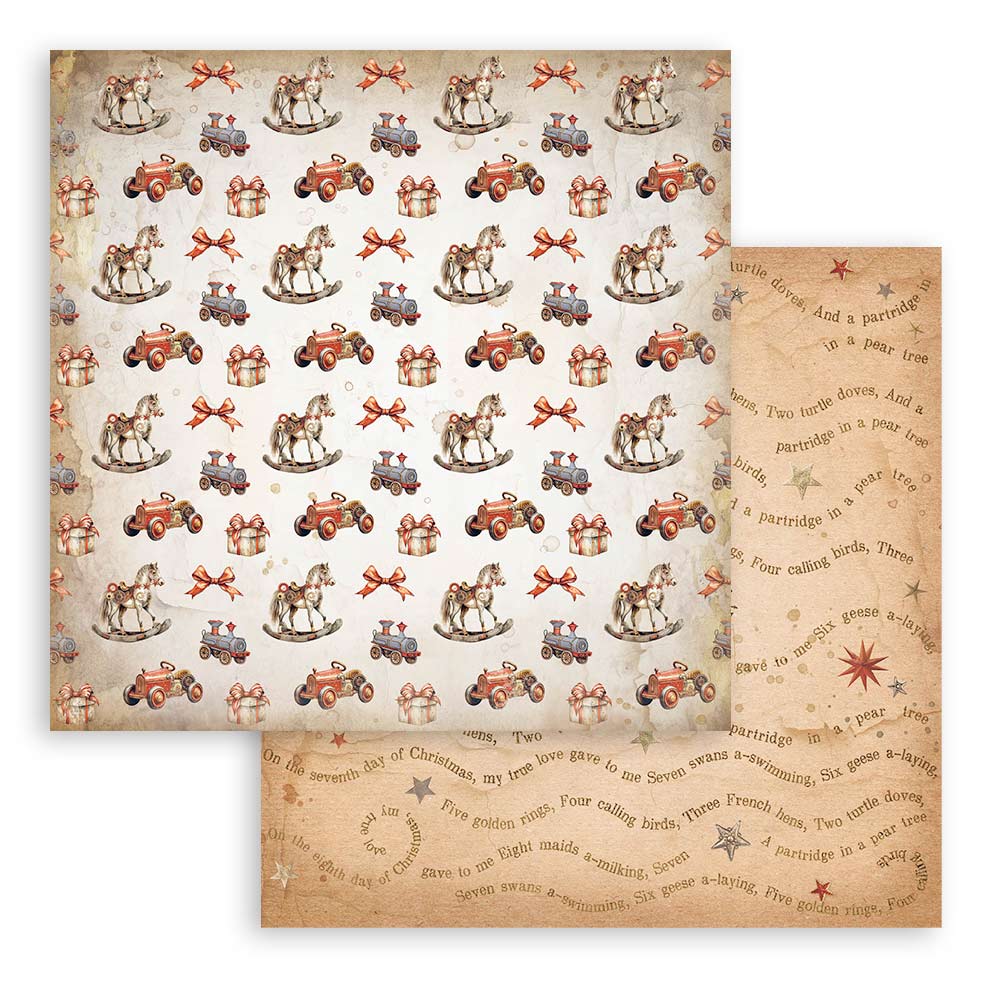 Stamperia GEAR UP FOR CHRISTMAS Maxi Background Selection 12x12 Double Faced Scrapbook Paper 10 PCS+Bonus #SBBL157