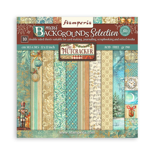 Stamperia Christmas THE NUTCRACKER Maxi Background Selection 12x12 Double Faced Scrapbook Paper 10 PCS+Bonus #SBBL159