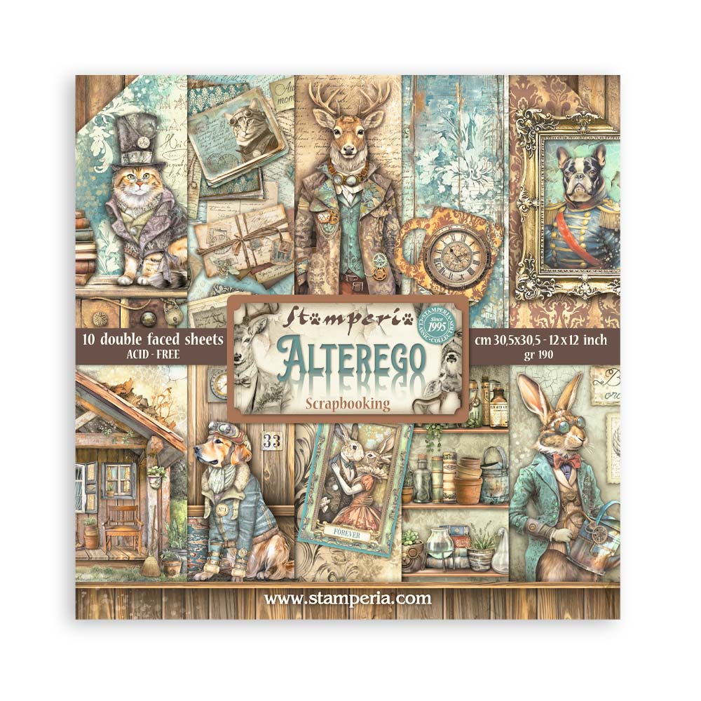 Stamperia ALTEREGO 12x12 Double Faced Scrapbook Paper 10 PCS+Bonus #SBBL161