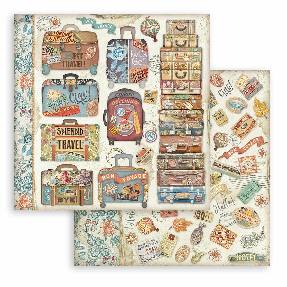 Stamperia ART OF TRAVELLING 12x12 Double Faced Scrapbook Paper 10 PCS+Bonus #SBBL164