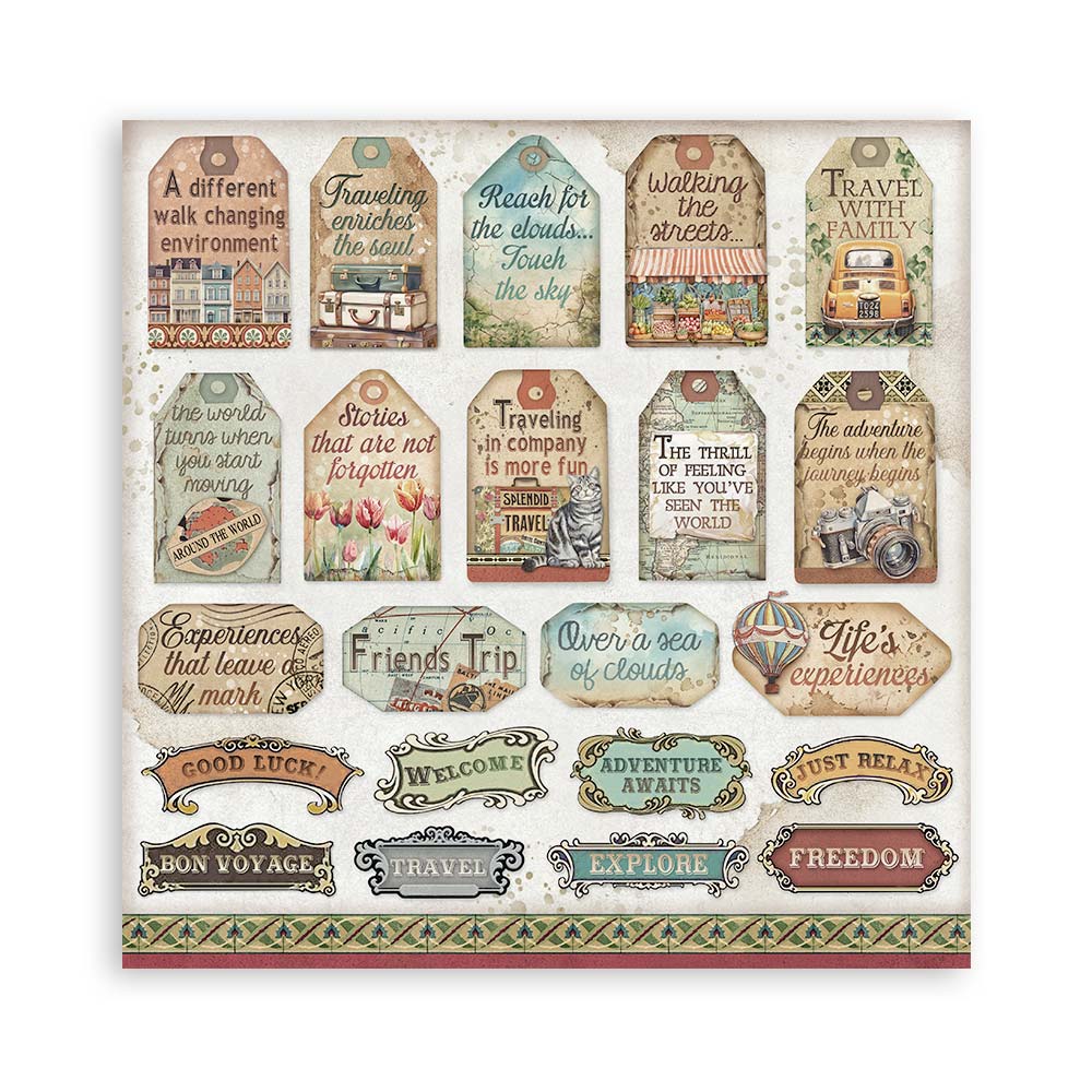 Stamperia ART OF TRAVELLING 12x12 Double Faced Scrapbook Paper 10 PCS+Bonus #SBBL164