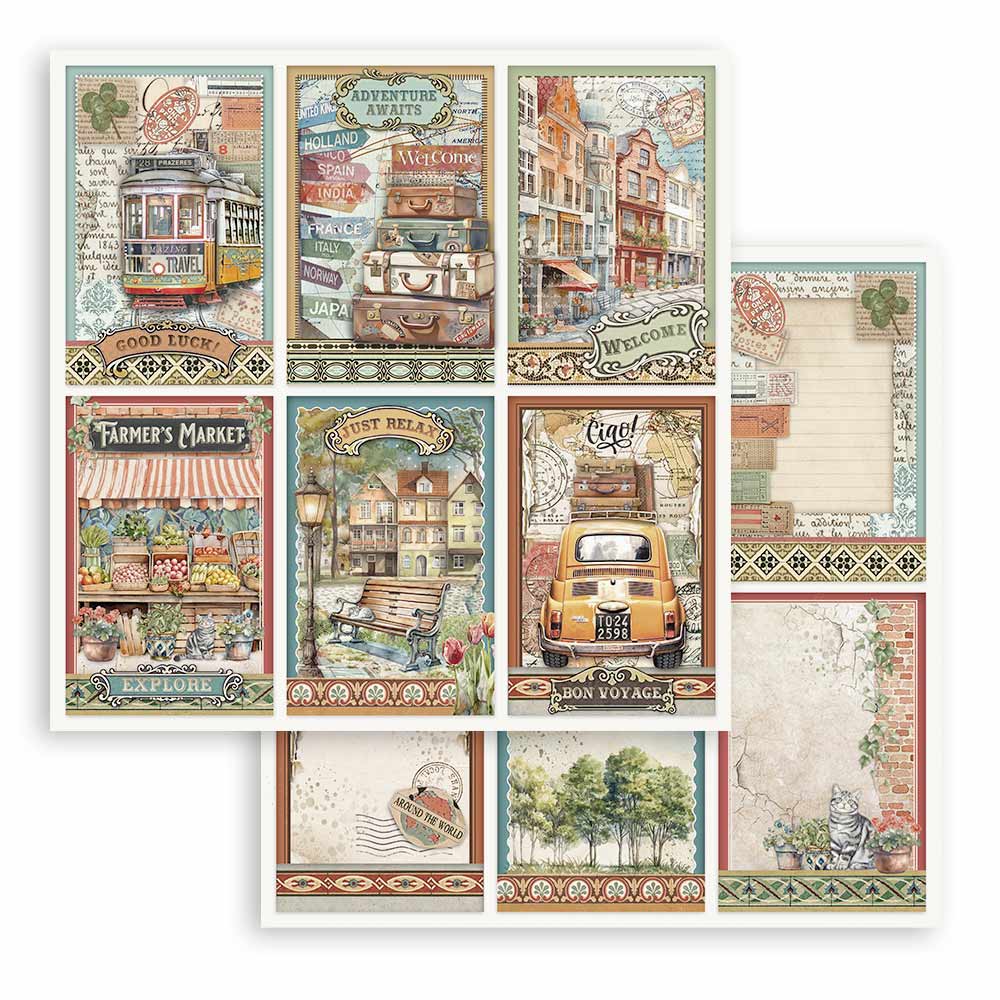 Stamperia ART OF TRAVELLING 12x12 Double Faced Scrapbook Paper 10 PCS+Bonus #SBBL164