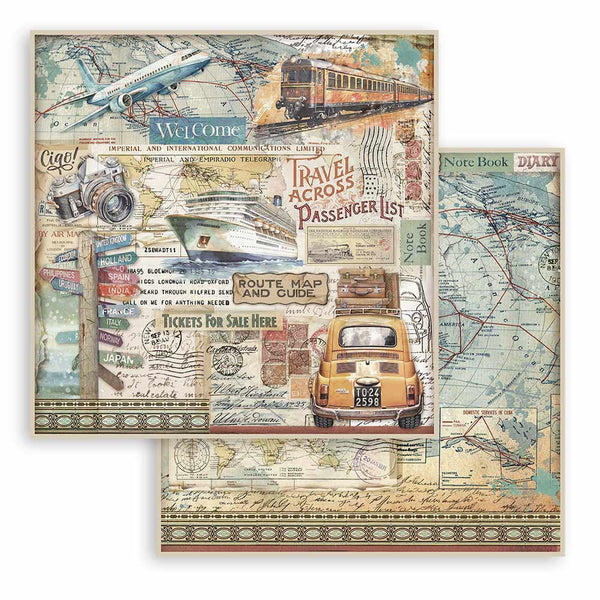 Stamperia ART OF TRAVELLING 12x12 Double Faced Scrapbook Paper 10 PCS+Bonus #SBBL164