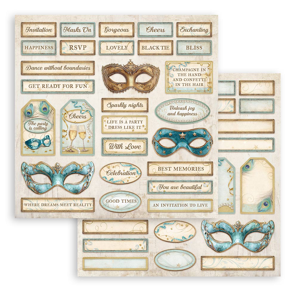 PRE-ORDER Stamperia MASQUERADE 12x12 Double Faced Scrapbook Paper 10 PCS+Bonus #SBBL165