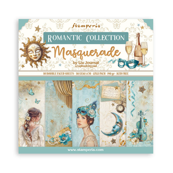 Pre-Order Stamperia MASQUERADE 12x12 Double Faced Scrapbook Paper 10 PCS+Bonus #SBBL165