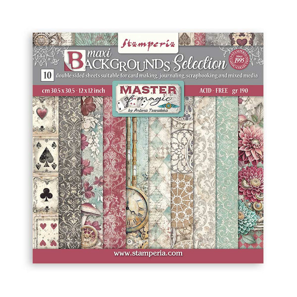 Stamperia MASTER OF MAGIC MAXI BACKGROUND SELECTION 12x12 Double Faced Scrapbook Paper 10 PCS+Bonus #SBBL167