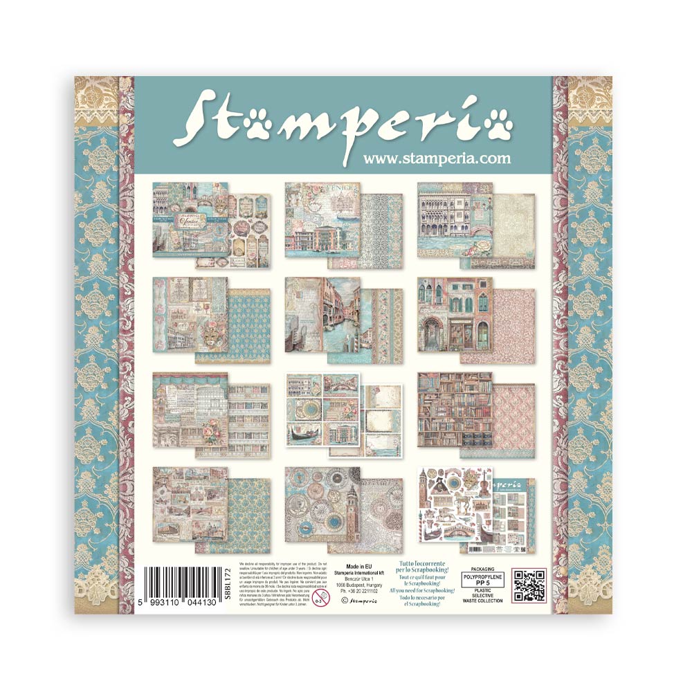 Stamperia VENICE CITY OF ART 12x12 Double Faced Scrapbook Paper 10 PCS+Bonus #SBBL172