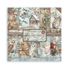 Scrapbooking paper pack with winter-themed design featuring owls, bears, and Santa Claus.