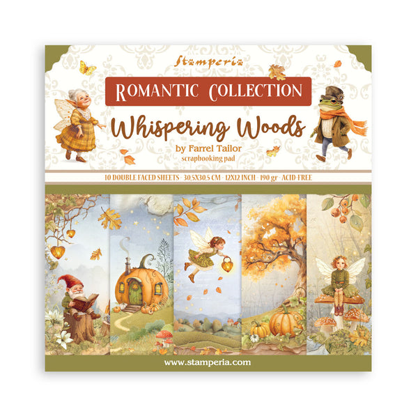 Stamperia WHISPERING WOODS 12x12 Double Faced Scrapbook Paper 10 PCS+Bonus #SBBL175