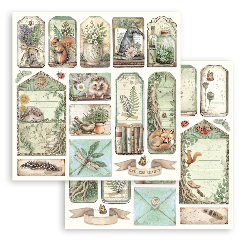 Stamperia HERBARIUM SILVAE 12x12 Double Faced Scrapbook Paper 10 PCS+Bonus #SBBL179