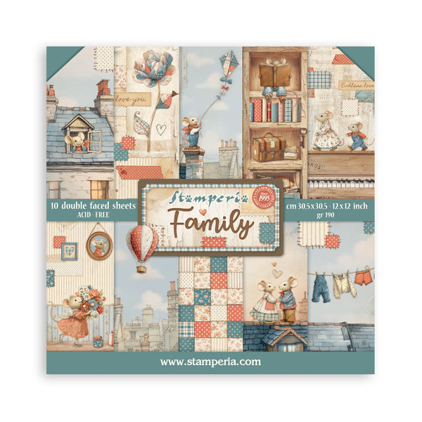 Stamperia FAMILY 12x12 Double Faced Scrapbook Paper 10 PCS+Bonus #SBBL181