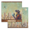 Illustration of a futuristic cityscape with a character holding a planet, featuring the text 'Let the Journey Begin'.