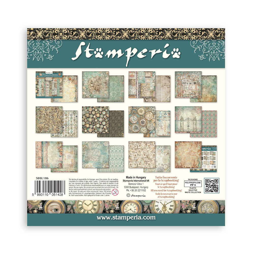 Stamperia GARDENS OF TIME BACKGROUNDS 12x12 Double Faced Scrapbook Paper 10 PCS+Bonus #SBBL186