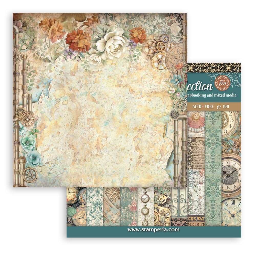Stamperia GARDENS OF TIME BACKGROUNDS 12x12 Double Faced Scrapbook Paper 10 PCS+Bonus #SBBL186