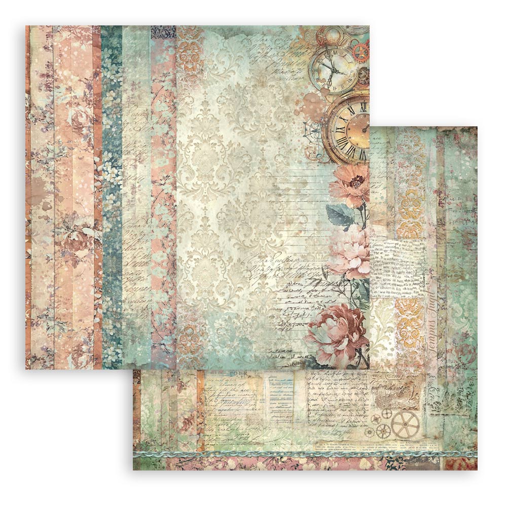 Stamperia GARDENS OF TIME BACKGROUNDS 12x12 Double Faced Scrapbook Paper 10 PCS+Bonus #SBBL186