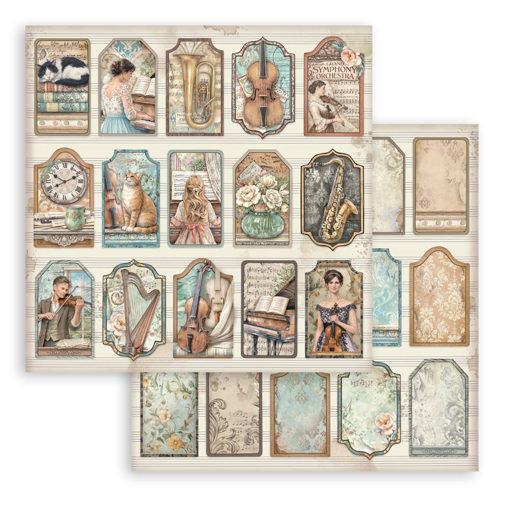 Stamperia SYMPHONY 12x12 Double Faced Scrapbook Paper 10 PCS+Bonus #SBBL188