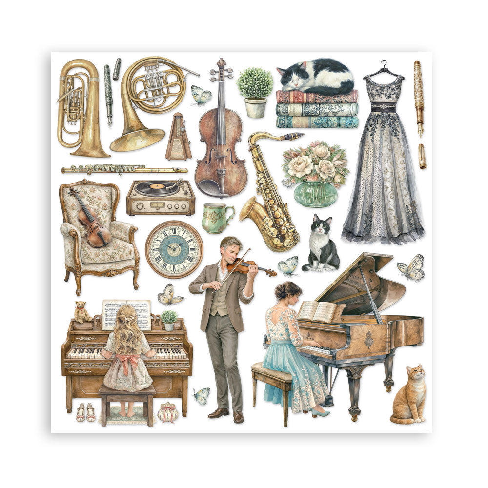 Stamperia SYMPHONY 12x12 Double Faced Scrapbook Paper 10 PCS+Bonus #SBBL188