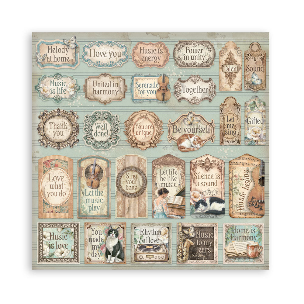 Stamperia SYMPHONY 12x12 Double Faced Scrapbook Paper 10 PCS+Bonus #SBBL188
