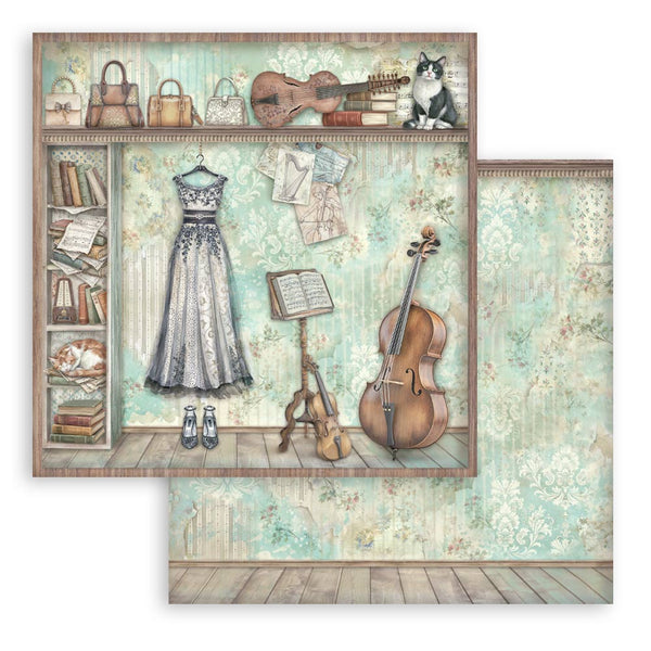 Stamperia SYMPHONY 12x12 Double Faced Scrapbook Paper 10 PCS+Bonus #SBBL188