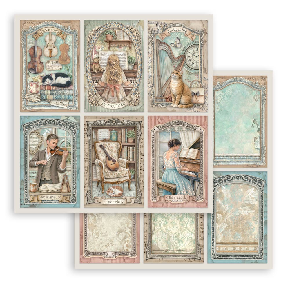 Stamperia SYMPHONY 12x12 Double Faced Scrapbook Paper 10 PCS+Bonus #SBBL188