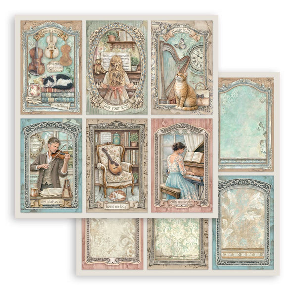 Stamperia SYMPHONY 12x12 Double Faced Scrapbook Paper 10 PCS+Bonus #SBBL188