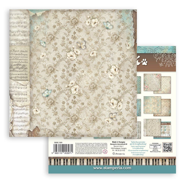 Stamperia SYMPHONY BACKGROUNDS 12x12 Double Faced Scrapbook Paper 10 PCS+Bonus #SBBL189