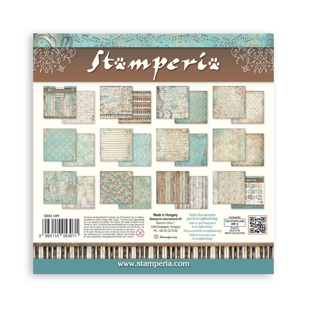 Stamperia SYMPHONY BACKGROUNDS 12x12 Double Faced Scrapbook Paper 10 PCS+Bonus #SBBL189