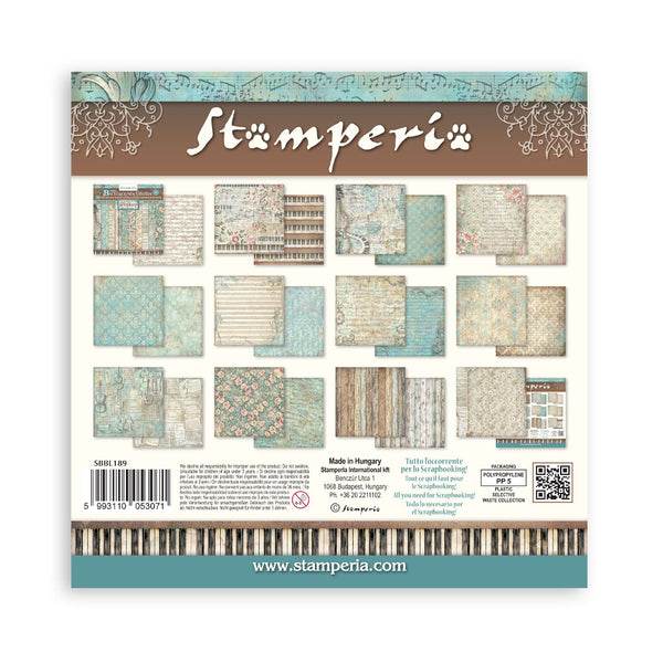 Stamperia SYMPHONY BACKGROUNDS 12x12 Double Faced Scrapbook Paper 10 PCS+Bonus #SBBL189